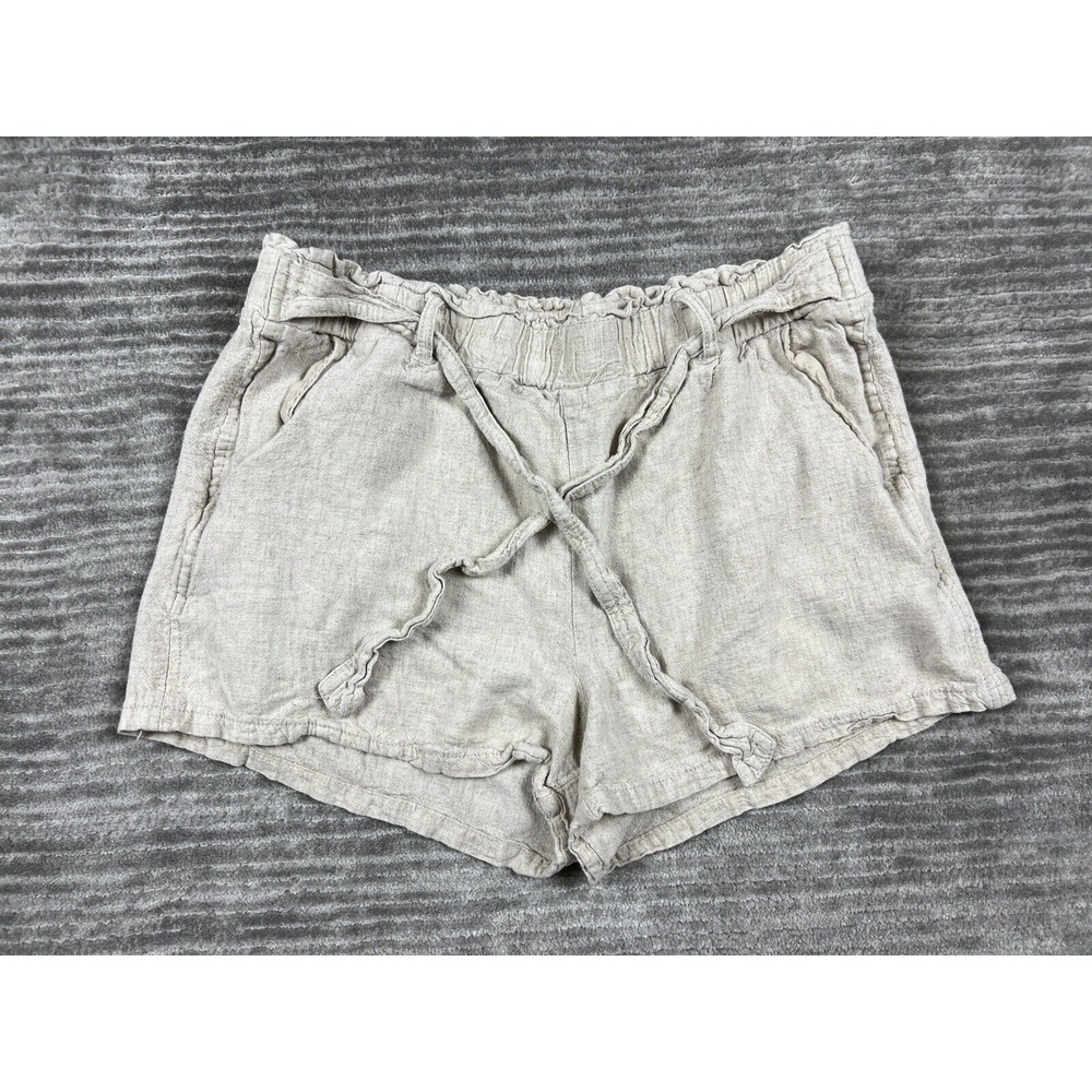 Angel Kiss Shorts Womens Extra Large‎ Beige Drawstring Linen Blend Casual